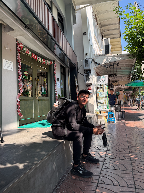 Jeevan exploring streets abroad